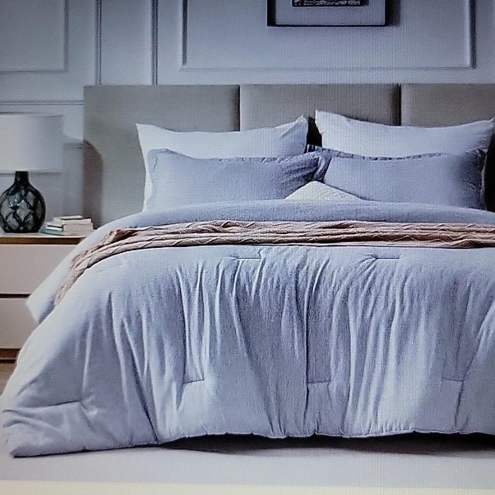 Cozylux Full 3 pc Comforter Set Gray Cationic Luxury Breathable Lightweight NEW